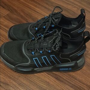 Adidas Black Sneakers with Blue Highlights
